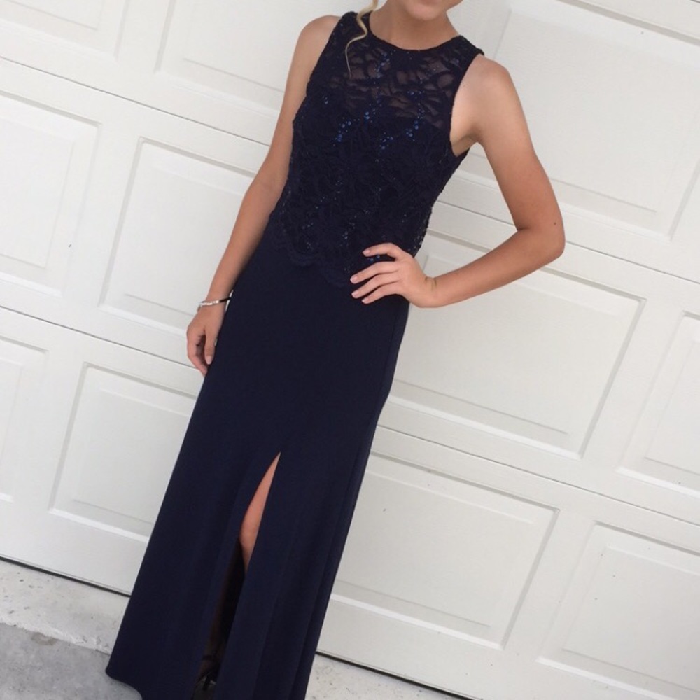 Morgan and Co. Navy Blue Prom Dress